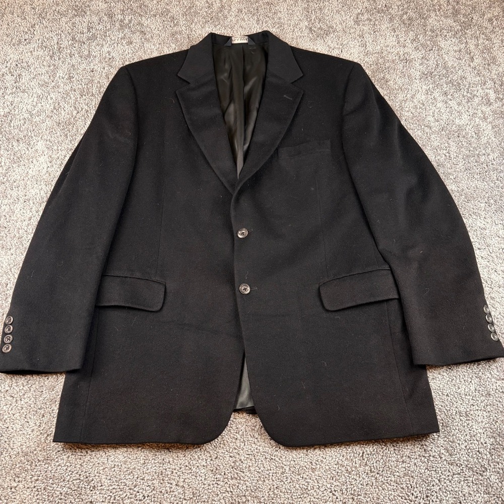 Jos A Bank Blazer Mens 44R Black 2 Button 100% Cashmere Dinner Sport Coat Jacket